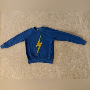 Aviator Nation Blue Crewneck Sweatshirt with Gold Lightening Bolt